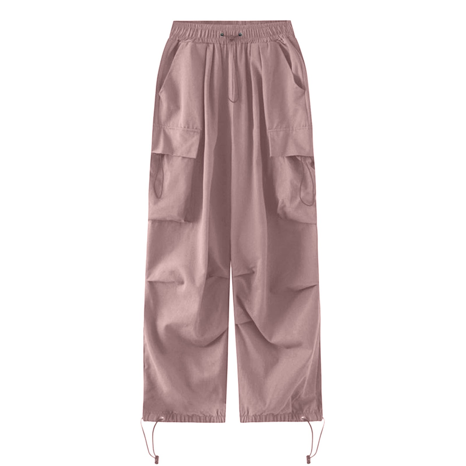 thumbnail image 4 of Pantalones cargo holgados para mujer: pierna ancha con cordón, poliéster, ropa urbana/hip hop, tallas S-XXL, 4 of 4